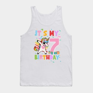 It's My 7th Birthday Girl Cute Unicorn B-day Giif For Girls Kids toddlers Tank Top